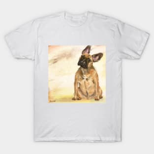 French Bulldog Tilting Its Head - Painting T-Shirt